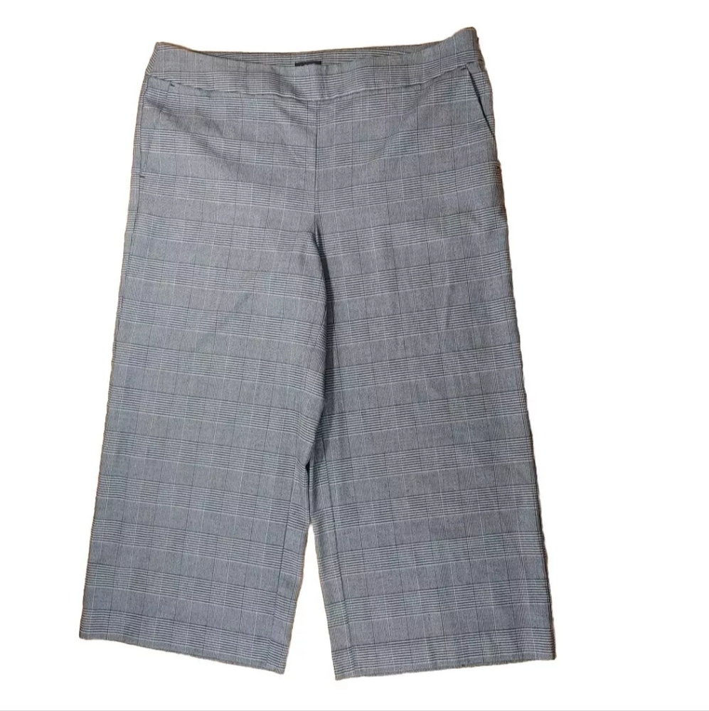 Loft Wide Leg Cropped Trouser Pants Large/14 Glen Plaid Preppy Career Academia